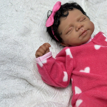 19 Inches Soft Touch Dark Skin Asleep Reborn Doll Girl-Pascale