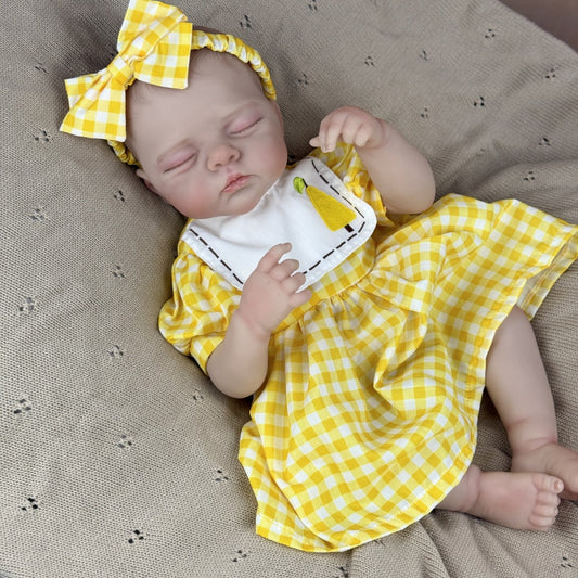 19 inches 3D-Paint Sleeping Reborn Doll Irys in Yellow Dress