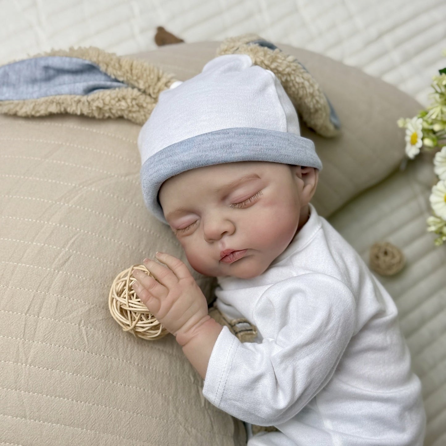 Bambola Reborn Irys addormentata da 19 pollici dipinta in 3D