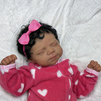 19 Inches Soft Touch Dark Skin Asleep Reborn Doll Girl-Pascale