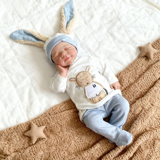 Bambola Reborn Neonata Realistica da 48 cm dipinta a mano con occhi chiusi Pascale