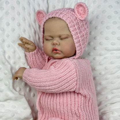 50cm Soft Cloth Body Sleeping Pickle Reborn Doll In Pink Sweater