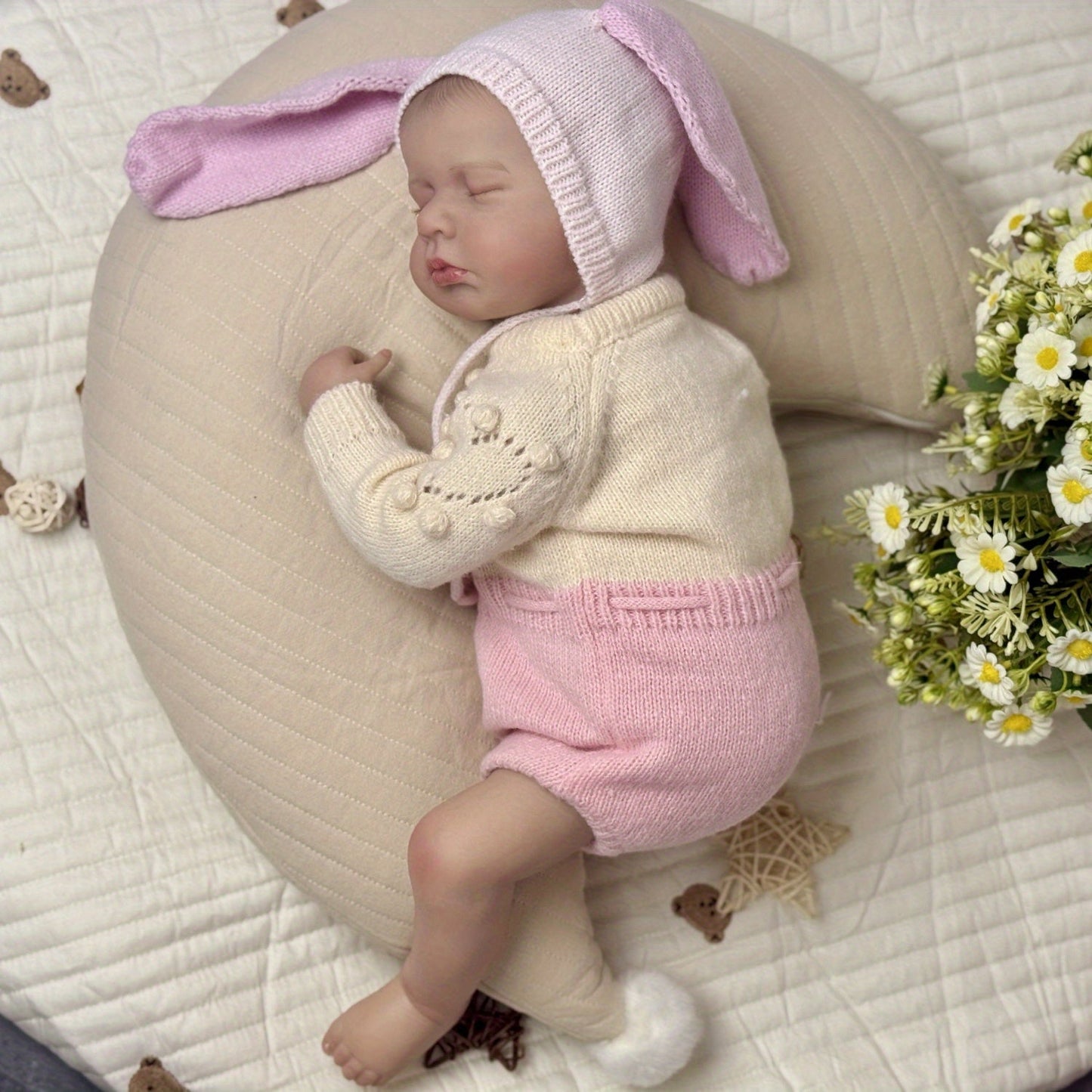 20 Inches Asleep Loulou Reborn Doll Girl in Pink Clothes and Hat