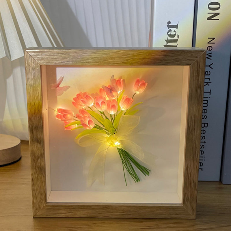 Luce notturna per cornice per foto fai-da-te con 20 tulipani