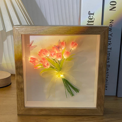 Luce notturna per cornice per foto fai-da-te con 20 tulipani