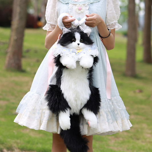 Adorable Handmade Lifelike Plush Kitten Backpack