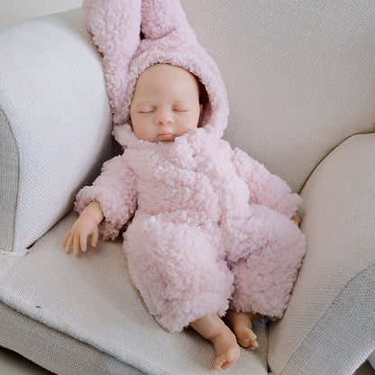 30cm Lifelike Silicone Reborn Baby Girl Luna in Pink Plush Bodysuit