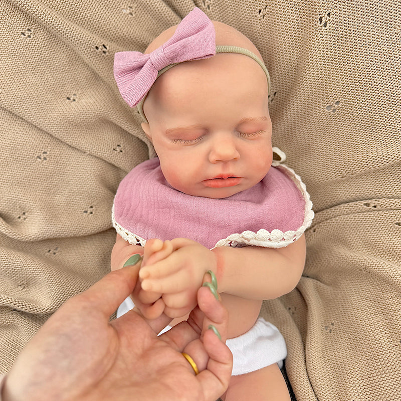 45cm Silicone Stretchable Closed Eyes Loulou Reborn Girl