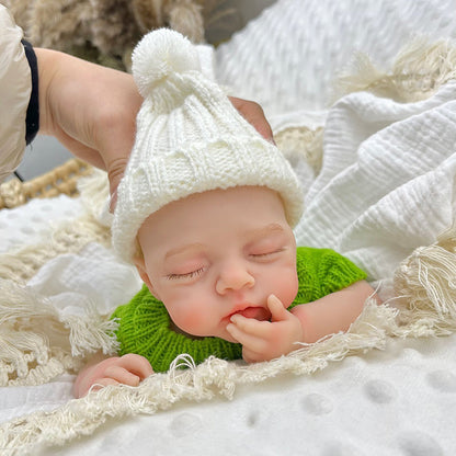 30cm Realistic Full Silicone Closed Eyes Irys Reborn Doll Girl in Green Sweater