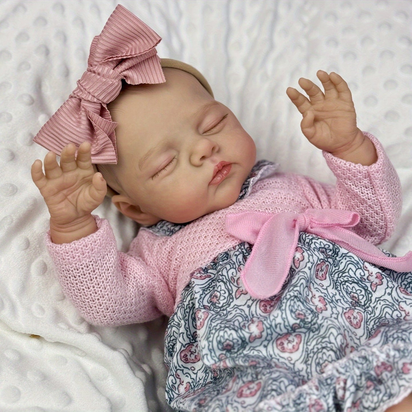 19 inches Soft Body Sleeping Irys Reborn Doll In Pink Foral Dress