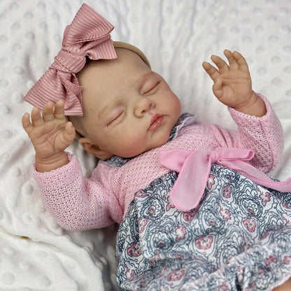 19 inches Soft Body Sleeping Irys Reborn Doll In Pink Foral Dress