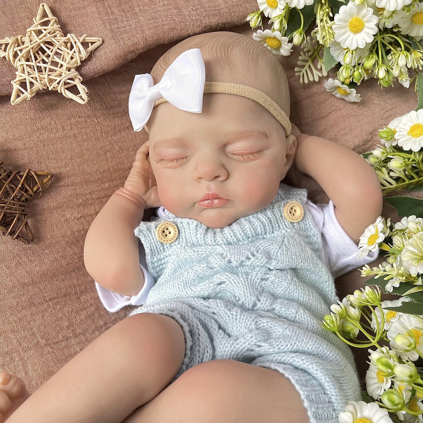 Bambola Reborn Irys da 18 pollici corpo morbido e realistico occhi chiusi