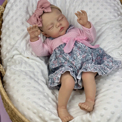 19 inches Soft Body Sleeping Irys Reborn Doll In Pink Foral Dress