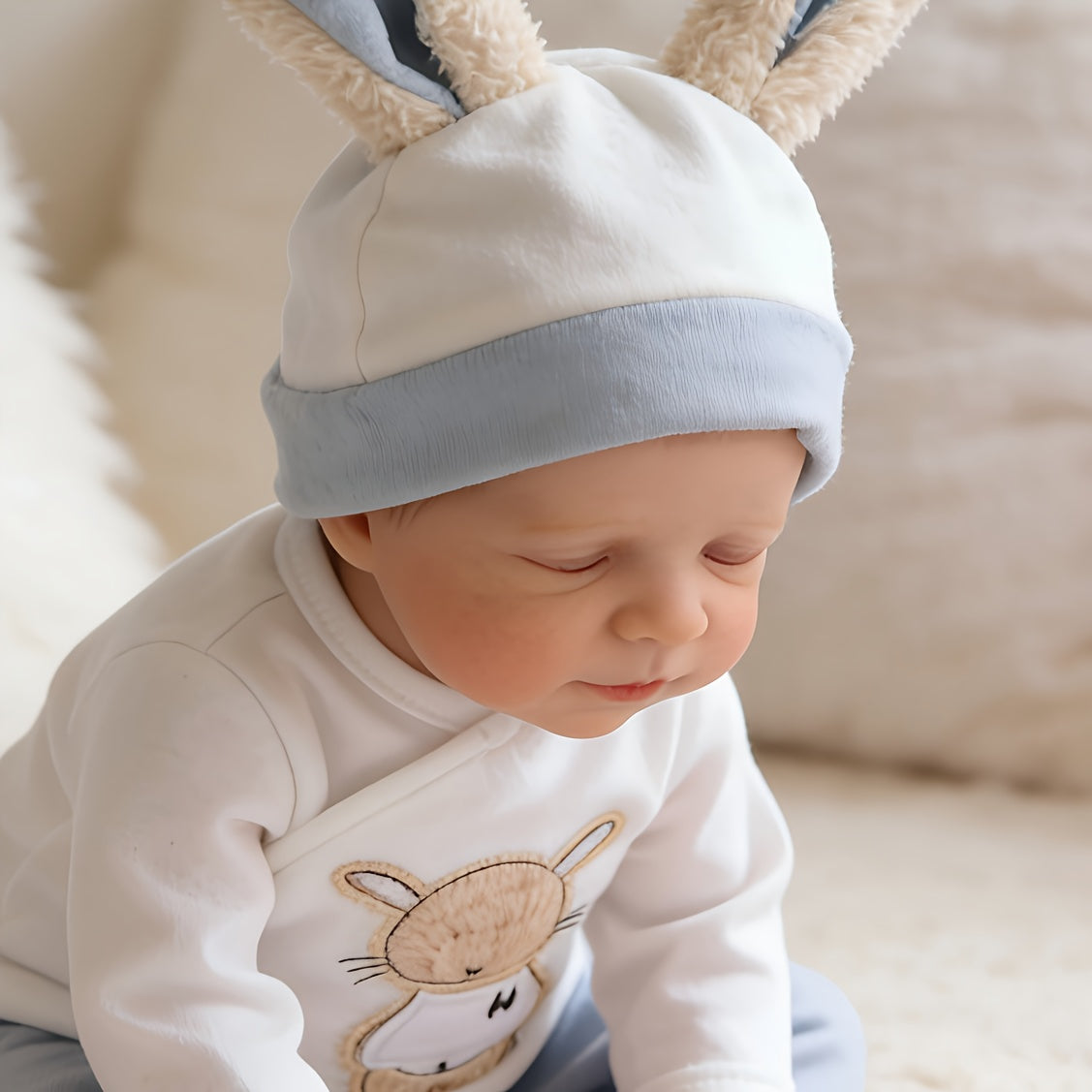 Bambola Reborn Neonata Realistica da 48 cm dipinta a mano con occhi chiusi Pascale