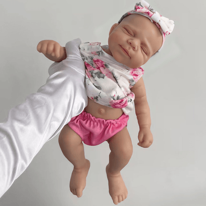 30cm Cute Full Silicone Pascale Reborn Doll Girl In Pink Floral Outfits