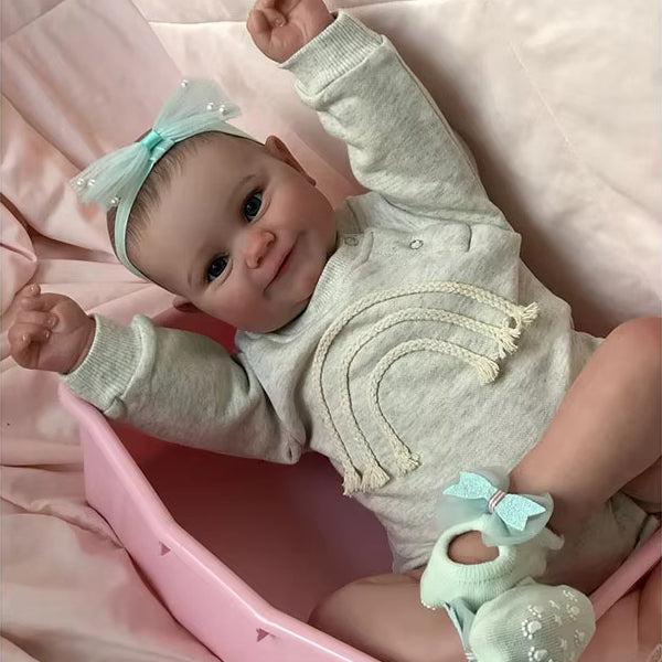 Bambina Reborn realistica da 50 cm con occhi aperti e sorriso - Maddie