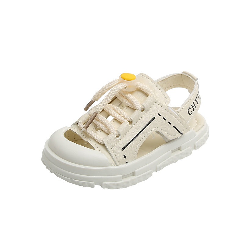 Children's beach sandals with closed toe and soft anti-kick bottom