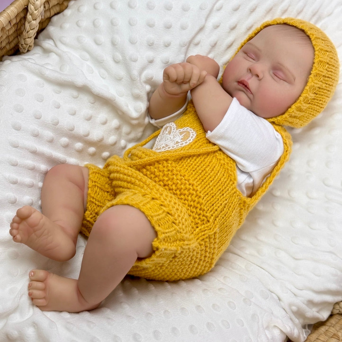20 Inches 3D Skin Soft Body Sleeping Reborn Doll In Yellow Sweater- Peaches