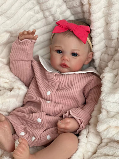 48cm Soft Body 3D Skin Painted Hair Blue Eyes Reborn Baby Meadow
