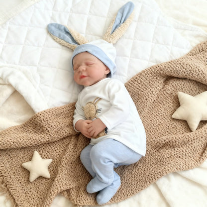 Bambola Reborn Neonata Realistica da 48 cm dipinta a mano con occhi chiusi Pascale