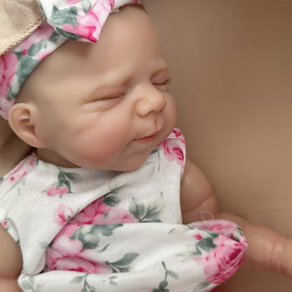 30cm Cute Full Silicone Pascale Reborn Doll Girl In Pink Floral Outfits