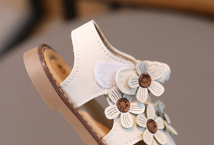 Flower Princess sandals with soft bottom for newborns