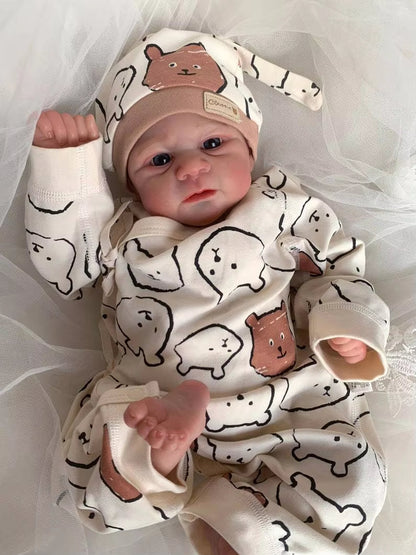 Bambola Reborn realistica da 49 cm con corpo morbido e occhi azzurri sorelle gemelle - Elijah