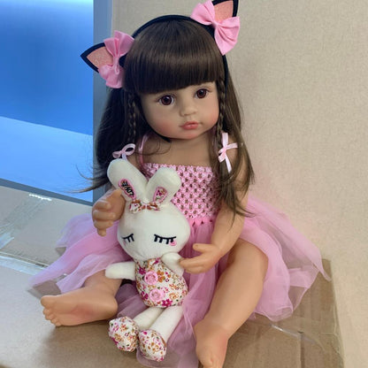 Pink dress princess Reborn Dolls With Long Hair