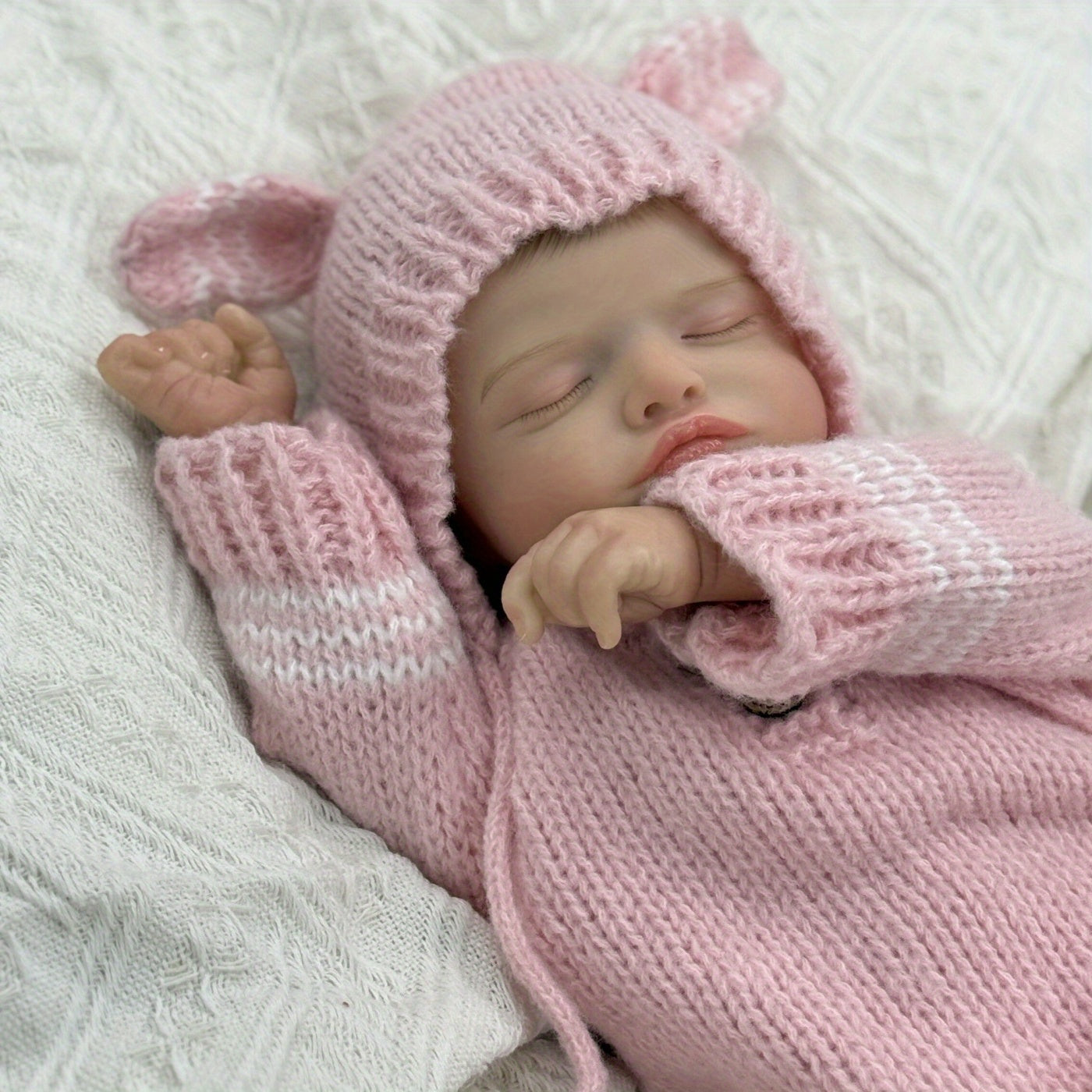 20 Inches 3D-Painted Rosalie Reborn Dolls Girl In Pink knitted clothes