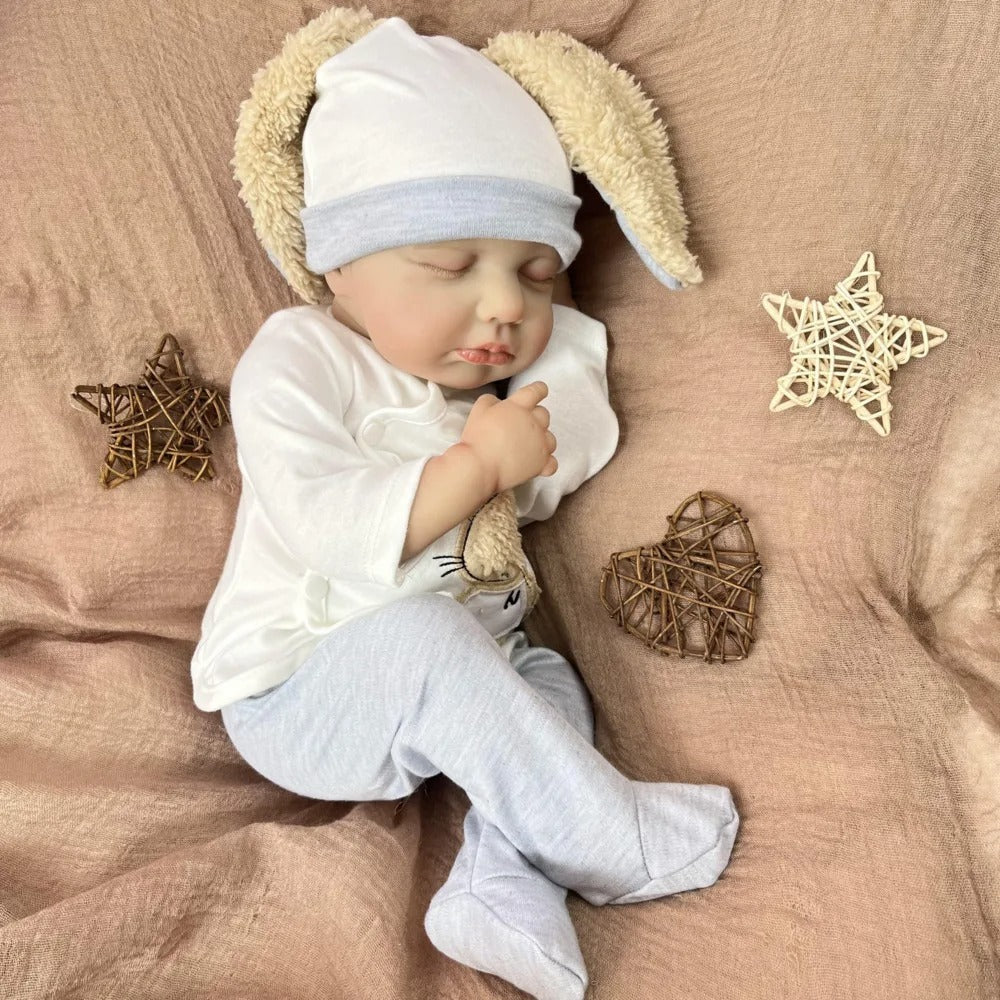 Bambola reborn Loulou da 20 pollici con pelle 3D e occhi chiusi maschietto