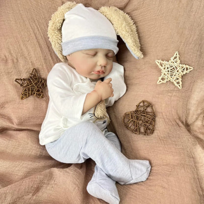 Bambola reborn Loulou da 20 pollici con pelle 3D e occhi chiusi maschietto
