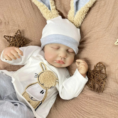 Bambola reborn Loulou da 20 pollici con pelle 3D e occhi chiusi maschietto