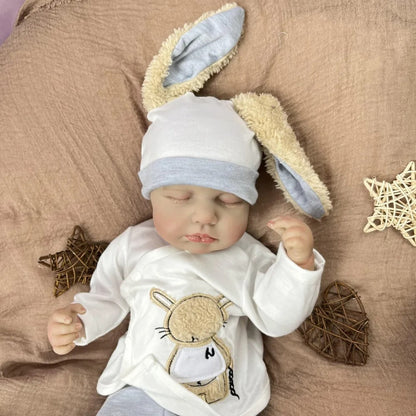 Bambola reborn Loulou da 20 pollici con pelle 3D e occhi chiusi maschietto