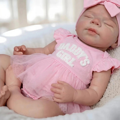 Bambola reborn Pascale bambina realistica in silicone da 18 pollici con vestito rosa