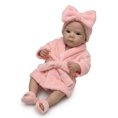 18 Inches Realistic Full Silicone Bettie Reborn Doll Girl in Pink Bathrobe