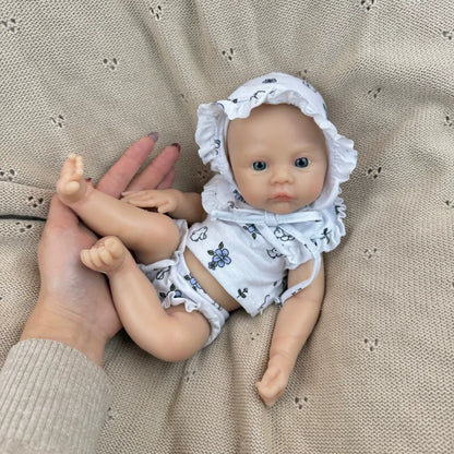 30cm Full Silicone Meadow Reborn Baby Girl in White Floral Clothes