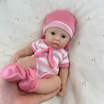 30cm Full Silicone Meadow Reborn Baby Girl in Pink Stripe Clothes