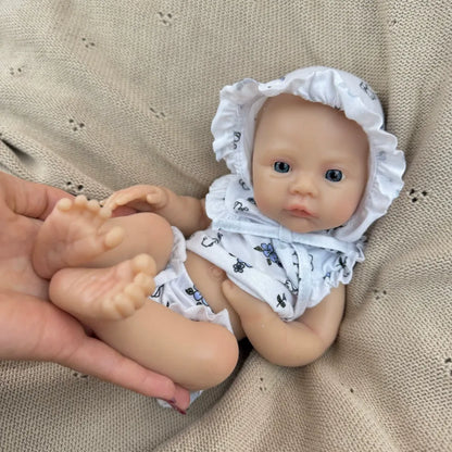 30cm Full Silicone Meadow Reborn Baby Girl in White Floral Clothes