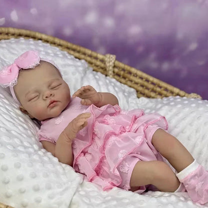 48cm Soft Body Sleeping Reborn Doll Irys In Pink Dress