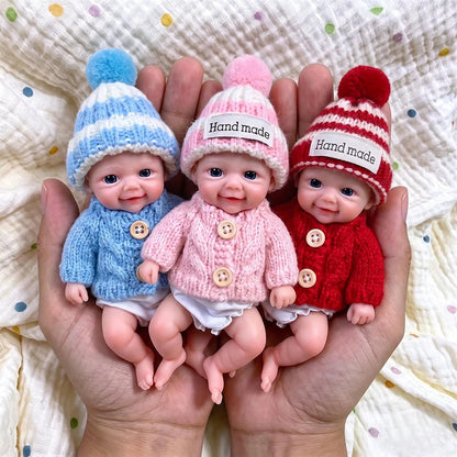 Bambole reborn in silicone Vivienne Triplets mini con occhi aperti 15 cm