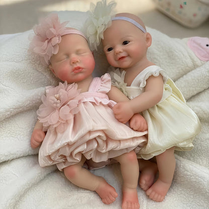 Mini bambole reborn in silicone da 6 pollici sorelle gemelle - Loulou e Vivienne