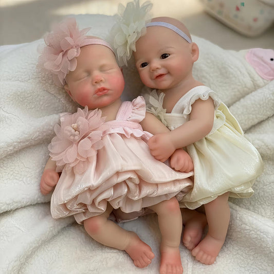 Mini bambole reborn in silicone da 6 pollici sorelle gemelle - Loulou e Vivienne