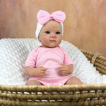 Bambola reborn Bettie da 18 pollici con occhi azzurri realistici bambina con body rosa