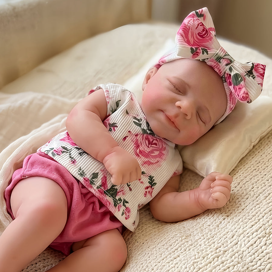30cm Cute Full Silicone Pascale Reborn Doll Girl In Pink Floral Outfits