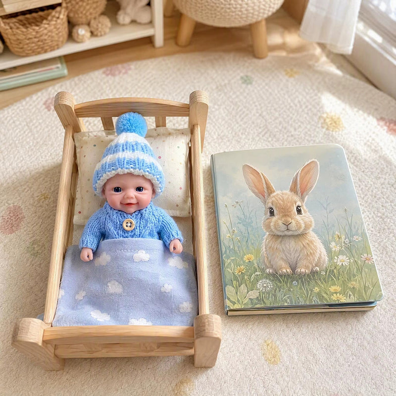 Bambole reborn in silicone Vivienne Triplets mini con occhi aperti 15 cm