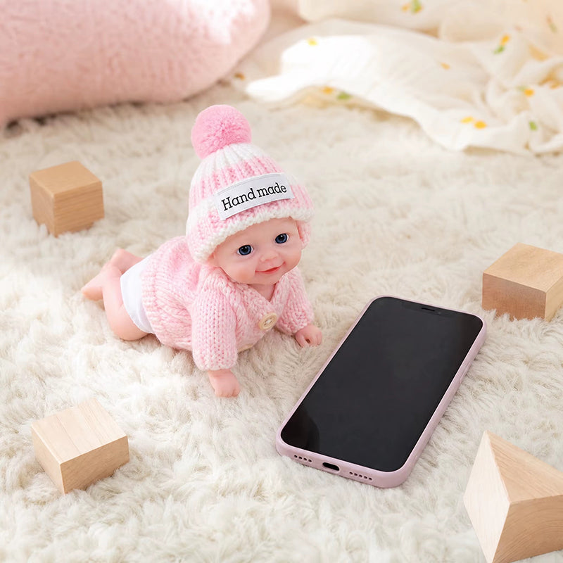 Bambole reborn in silicone Vivienne Triplets mini con occhi aperti 15 cm