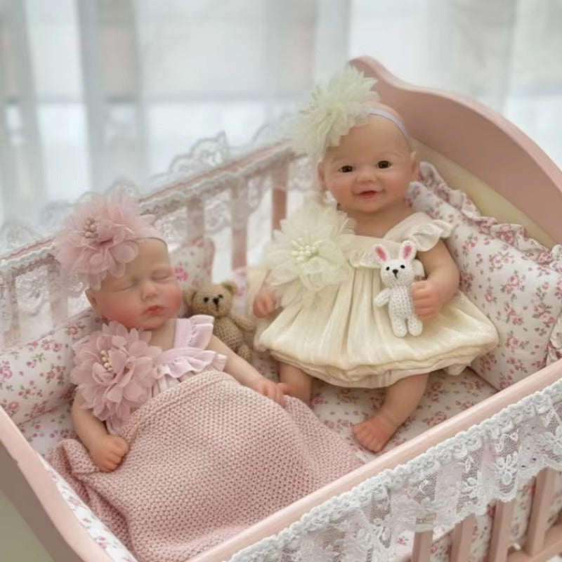 Mini bambole reborn in silicone da 6 pollici sorelle gemelle - Loulou e Vivienne