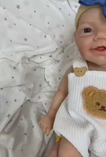 Bambola Reborn in Silicone con Occhi Azzurri e Sorriso Realistico da 30 cm - Charlie