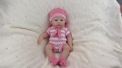 30cm Full Silicone Meadow Reborn Baby Girl in Pink Stripe Clothes