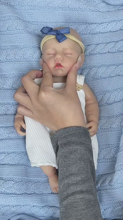Bambola Reborn in Silicone con Occhi Chiusi Realistica da 30 cm Ragazza - Loulou